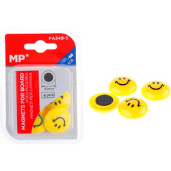 MP σετ μαγνήτες smiley face PA348-5, στρογγυλοί, 30mm, κίτρινοι, 5τμχ