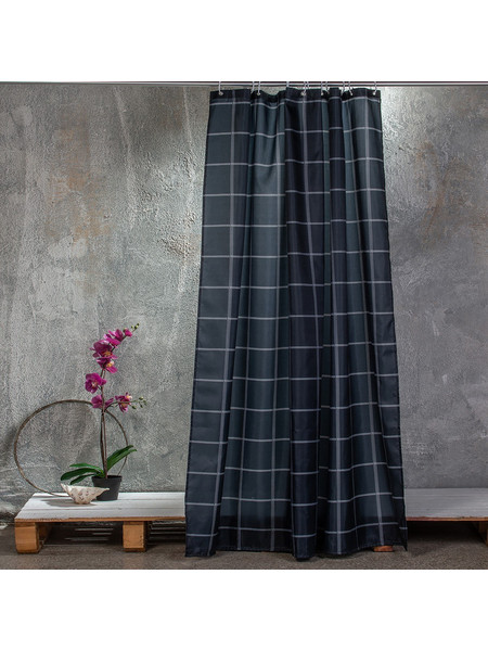 ΚΟΥΡΤΙΝΑ ΜΠΑΝΙΟΥ 180X180 CHECK BLACK MELINEN 180(Π)Χ180(Υ)