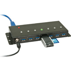 Lindy 43128 USB Hub 3.0 USB-A με 7 Θύρες USB-A & Εξωτερική Παροχή Ρεύματος