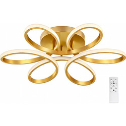 VenCore Lumeo Gold 7741-20024 - Μοντέρνο Φωτιστικό Οροφής Πλαφονιέρα LED 60W Χρυσό Αλουμίνιο με Ρυθμιζόμενο CCT Λευκό - Ημέρας - Θερμό & Χειριστήρ