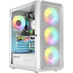 Logic Portos ARGB Midi White Gaming Midi Tower Κουτί Υπολογιστή RGB με Πλαϊνό Παράθυρο