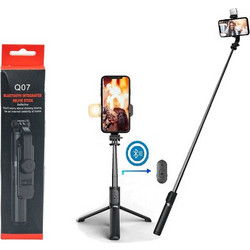 Q07S Tripod Bluetooth Remote Control Selfie Stick - Χρώμα : Μαυρο