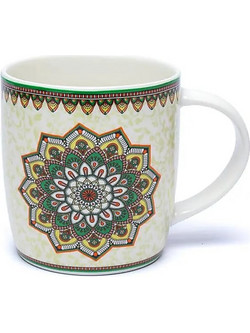 Ενα υπέροχο δώρο! Tea Infuser-Κούπα Mandala πράσινη - Πορσελάνη 400 ml