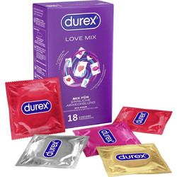 Durex Love Mix Προφυλακτικά με Ραβδώσεις Γεύσεις & Λιπαντικό 18τμχ