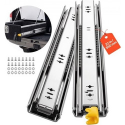 Συρόμενοι οδηγοί βαρέως τύπου VEVOR, 55 cm 113,4 kg με κλειδαριά πλευρικής τοποθέτησης, για ντουλάπια, κουζίνα, πάγκο εργασίας, RV, ράγες πλήρους επέκτασης 3 τμημάτων με ρουλεμάν, ανθρακούχο χάλυβα, μ