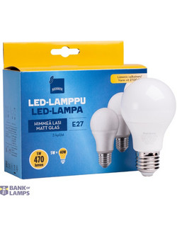 LED Bulb E27 5W A60 2700K 470lm FR 3x1