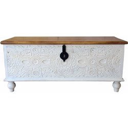 Liberta-Maison Clove Μπαούλο Λευκό Decape Καρυδι 115x44x50cm 04-1178