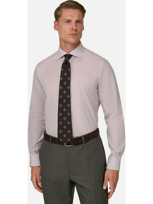 Boggi Milano Ανδρικό Πουκάμισο Ριγέ Slim Fit Μπορντό BO26A072901