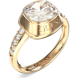GUESS STEEL COLOR MYSELF JUBR07076JWYG-No 52 Δαχτυλίδι Χρυσό Με Άσπρη Πέτρα Και Λογότυπο
