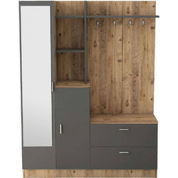Έπιπλο Εισόδου 956LCS2801 140x36,8x181,8cm Oak-Anthracite Μοριοσανίδα, Μελαμίνη