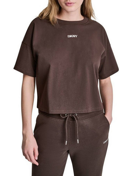 DKNY DP6T1662 LOGO ΜΠΛΟΥΖΑΚΙ ΚΟΝΤΟΜΑΝΙΚΟ DKNY DP6T1662-00K4 DarkBrown