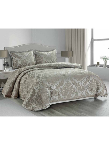 Σετ Πάπλωμα 250*240 + Μαξιλαροθήκες 2τεμ 50*70 - DAMASK Lt Coffee - Liolios Home