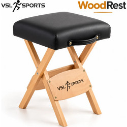 VSL Sports WoodRest - Πτυσσόμενο Ξύλινο Σκαμπό Μασάζ με Μαλακό Κάθισμα 10cm | 35x35x52cm | Μαύρο