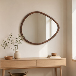 Διακοσμητικός Καθρέφτης Τοίχου (78x60) Spitishop Matera Walnut