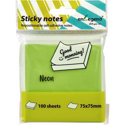Αυτοκόλλητες Σημειώσεις 75χ75 100φ Πράσινο Neon ENL-SN75-GR