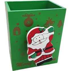 Χριστουγεννιάτικη Μολυβοθήκη Ξύλινη Green Santa2