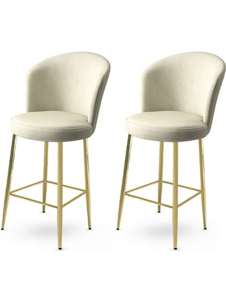 Σετ Σκαμπό Μπαρ (2 Τεμάχια) Fora - Cream, Gold 240Chr1149 (46x107x40)
