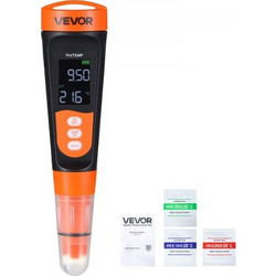 VEVOR pH Meter, 0-14 pH Range, IP68 Waterproof Probe, Pocket Tester Kit with Calibration Powder Packets, VA Display Screen, for Drinking Water, Hydroponics, and Aquarium Water Quality Testing