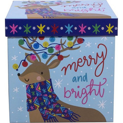 ΚΟΥΤΙ ΔΩΡΟΥ ΧΑΡΤΙΝΟ XMAS ΜΕΣΑΙΟ DEER 13,5x13,5x13,5cm