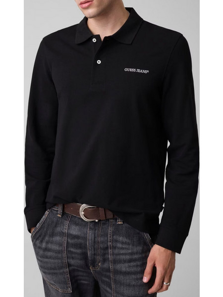 Guess Ανδρική Μπλούζα Polo Μακρυμάνικη Μαύρη M6BR02Z1225-JBLK