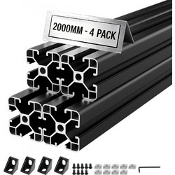 Προφίλ εξώθησης αλουμινίου VEVOR 4PCS 4040, 78,74 ίντσες 2000 mm, γραμμική ράγα ανοδιωμένου αλουμινίου ευρωπαϊκού προτύπου, υψηλής αντοχής, για εξαρτήματα τρισδιάστατων εκτυπωτών και πάγκο εργασίας CN