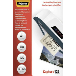 Fellowes Α6 Glossy 125 Micron Ζελατίνες Πλαστικοποίησης Γυαλιστερές 125 microns 100τμχ