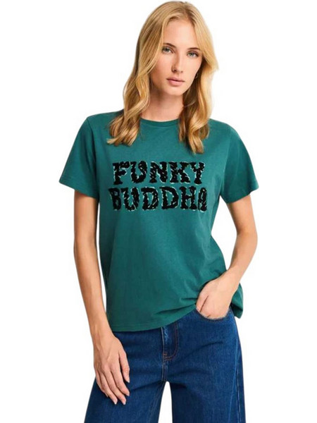 FUNKY BUDDHA W PRINTED T-SHIRTS - FBL01410704-TEAL GREEN