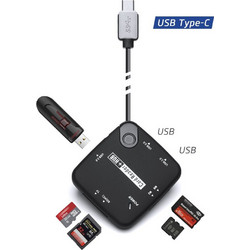 7 in 1 MAXAH(R) USB 3.1 Type-C to 3 x USB 2.0 Hub - OTG Adapter / SD - Micro SD (TF) - Memory Stick (MS) - Memory Stick Micro (M2) Card Reader for USB 3.1 Type C Devices (Including New Macbook, One Pl