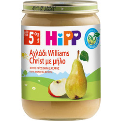 Hipp Βιολογική Φρουτόκρεμα Μήλο & Αχλάδι Williams Christ 5m+ Χωρίς Ζάχαρη 190gr