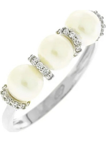 Million Diamonds Γυναικείο Δαχτυλίδι από Λευκόχρυσο 14K με Ζιργκόν & Πέρλα RZ3991