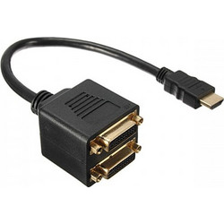 DeTech Adapter HDMI male to 2 DVI Female Black (18250)