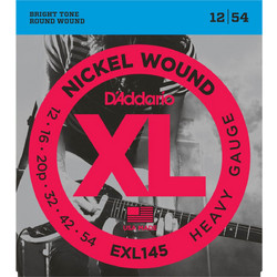 D'Addario EXL145 Σετ 6 Χορδές Ηλεκτρικής Κιθάρας Nickel Plated Steel 12-54" Hard Tension