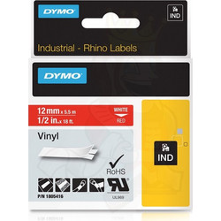 DYMO Ετικέτες RHINO 12mm x 1.5Μ White on Red Vinyl 1805416