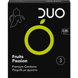 DUO Premium Fruits Passion Προφυλακτικά με Γεύσεις & Λιπαντικό 3τμχ