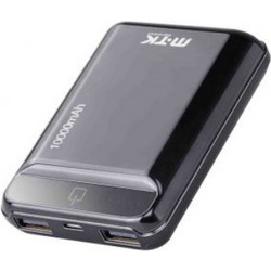 MTK Preto Power Bank 10000mAh με 2 Θύρες USB-A Black