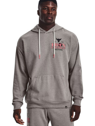 Under Armour Project Rock Home Gym Heavyweight Terry Hoodie Ανδρικό Αθλητικό Φούτερ με Κουκούλα Γκρι 1373562-294