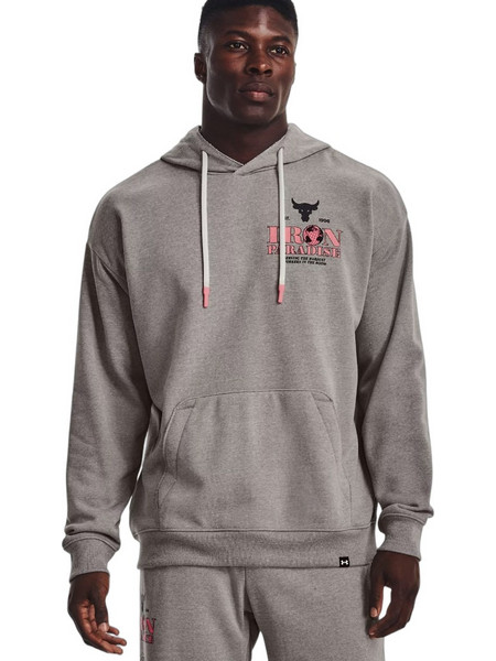 Under Armour Project Rock Home Gym Heavyweight Terry Hoodie Ανδρικό Αθλητικό Φούτερ με Κουκούλα Γκρι 1373562-294