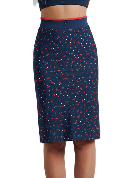 BodyTalk Μίντι Φούστα Υφασμάτινη Ψηλόμεση Pencil Πουά Navy Μπλε 1221-907507
