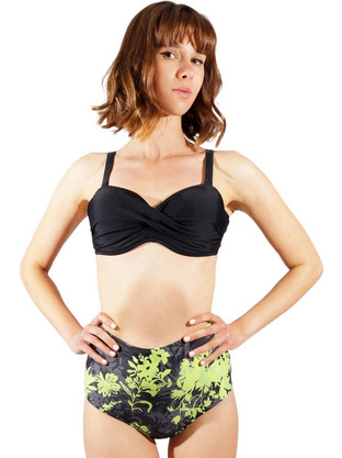 Gsecret Bikini Set με Ενίσχυση Ψηλόμεσο Floral Μαύρο 85977-22836