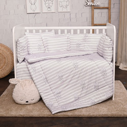 Lorelli Striped Σετ Κούνιας 70x140cm Grey 5τμχ