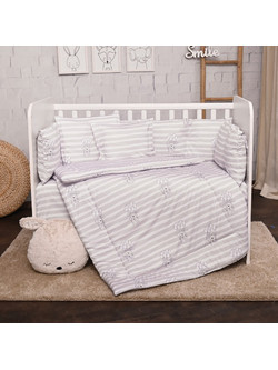 Lorelli Striped Σετ Κούνιας 70x140cm Grey 5τμχ