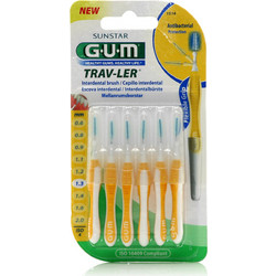 Gum 1514 Trav-ler Μεσοδόντια Βουρτσάκια 1.3mm Κίτρινα 6τμχ