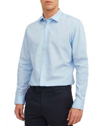 Jack & Jones Ανδρικό Πουκάμισο Βαμβακερό Μακρυμάνικο Κανονική Γραμμή Γαλάζιο 12252214