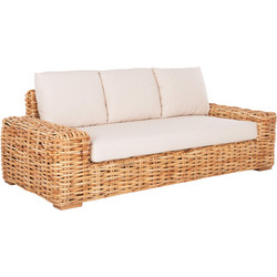 HomeMarkt Τριθέσιος Καναπές Εξωτερικού Χώρου Rattan Μπεζ 216x88x85cm HM9808
