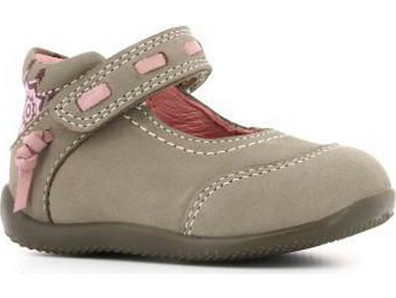 Kickers Παιδικές Μπαλαρίνες Δερμάτινες Ανατομικές με Σκρατς Γκρι 653120-10-122