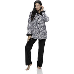 Galaxy Γυναικεία Ρόμπα Χειμωνιάτικη Fleece Λευκή Μαύρη 853-23