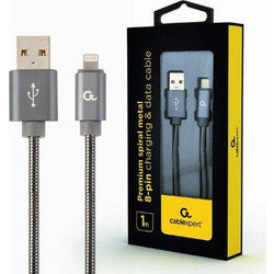 Cablexpert Braided USB-A to Lightning Cable 1m Grey CC-USB2S-AMLM-1M-BG