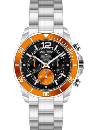 Aquadiver Force Master Ανδρικό Ρολόι Χρονογράφος με Ασημί Μεταλλικό Μπρασελέ SS23086G17