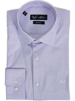 Versace 19V69 Ανδρικό Πουκάμισο Βαμβακερό Σχέδια Μακρυμάνικο Slim Fit Λιλά