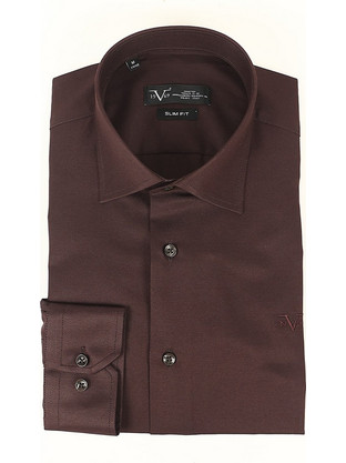 Versace 19V69 Riva Ανδρικό Πουκάμισο Βαμβακερό Μακρυμάνικο Slim Fit Μπορντό